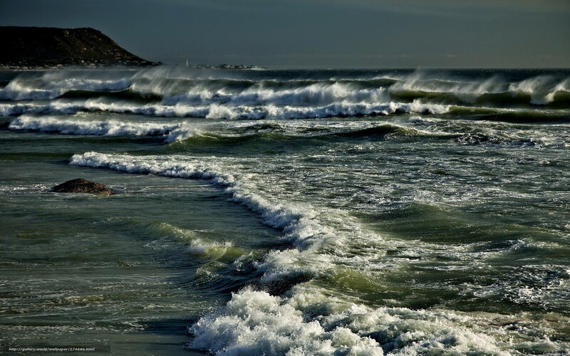 Ocean Waves Crashing — Green, Dramatic, Photograph