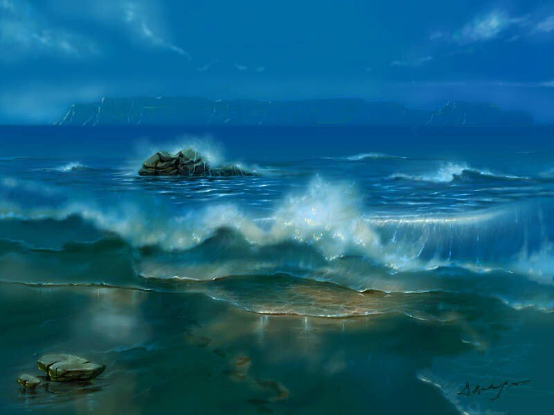 Ocean waves crashing on rocks