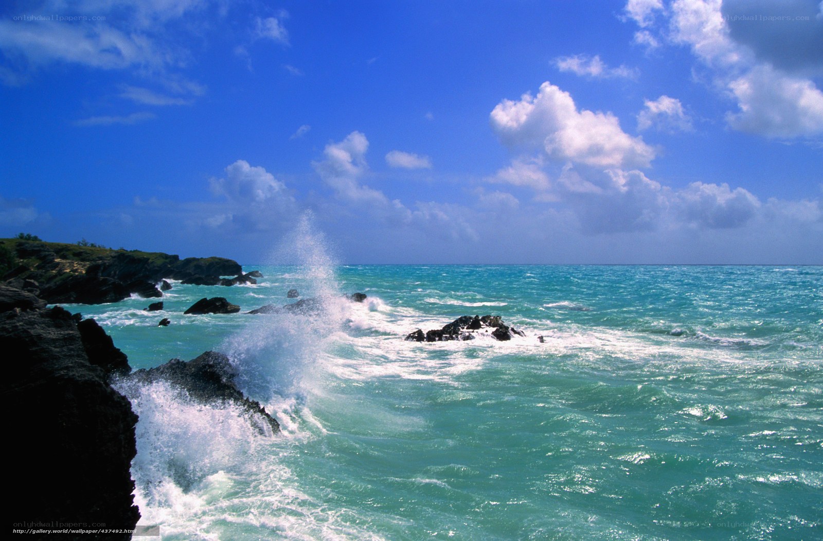 Ocean waves crashing on rocks