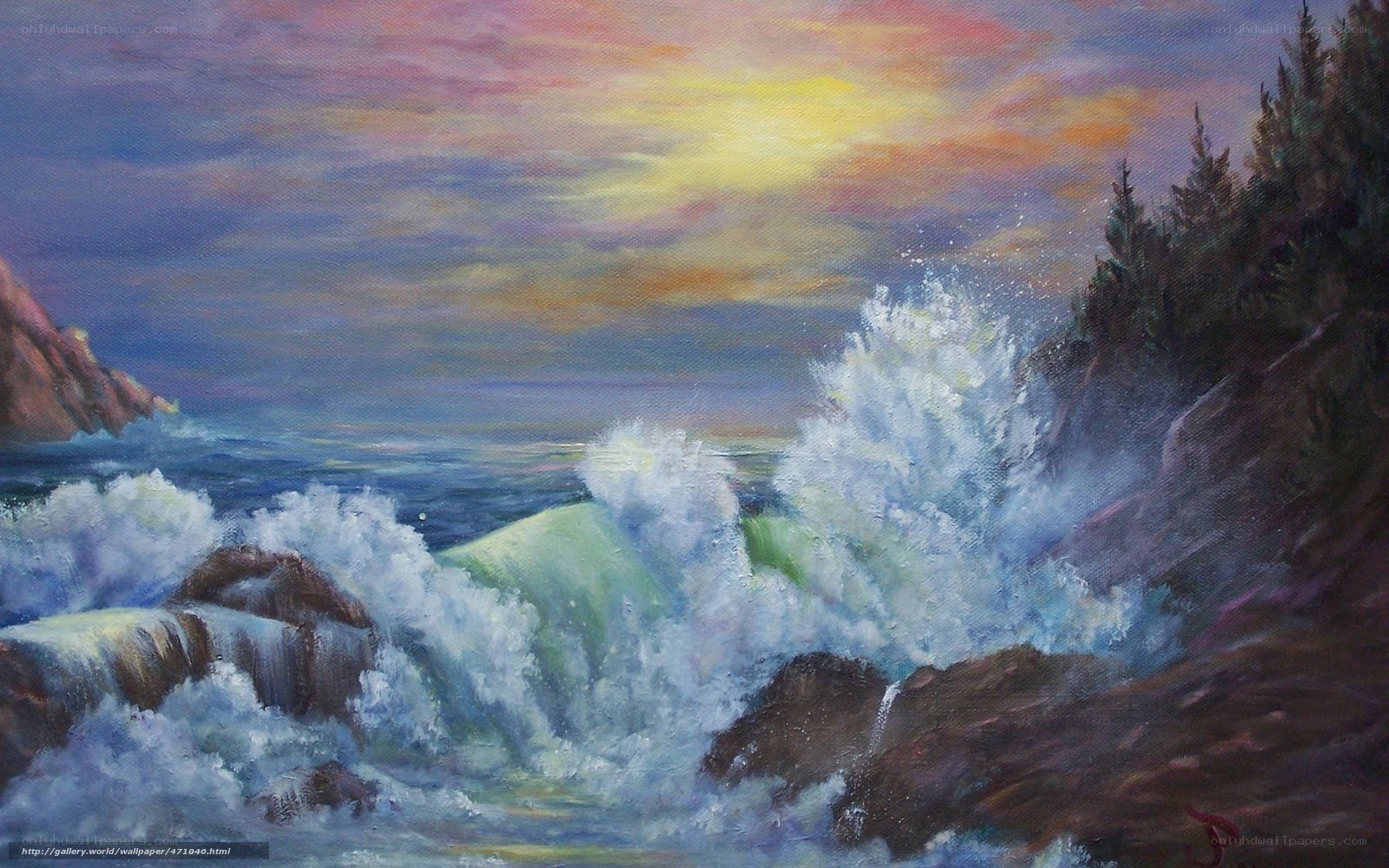 Ocean waves crashing on rocks