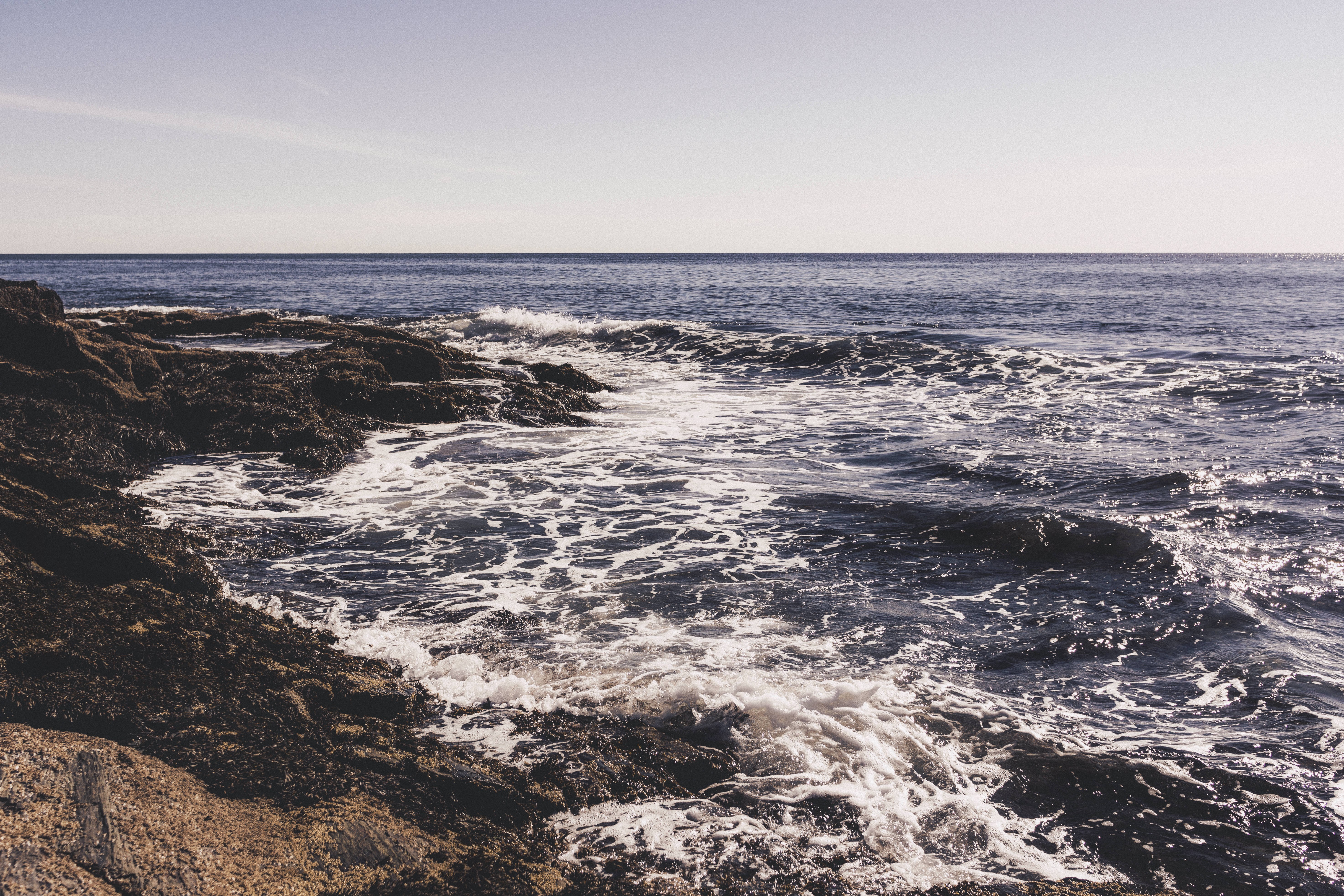 Ocean waves crashing on rocks