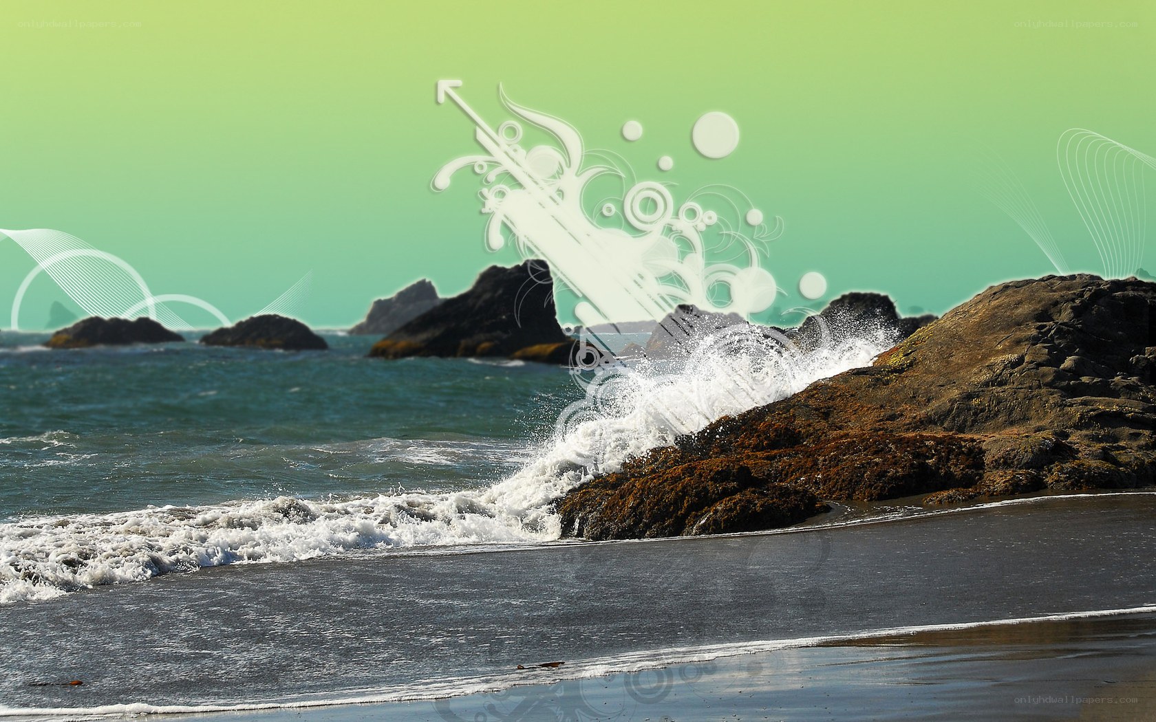 Ocean waves crashing on rocks