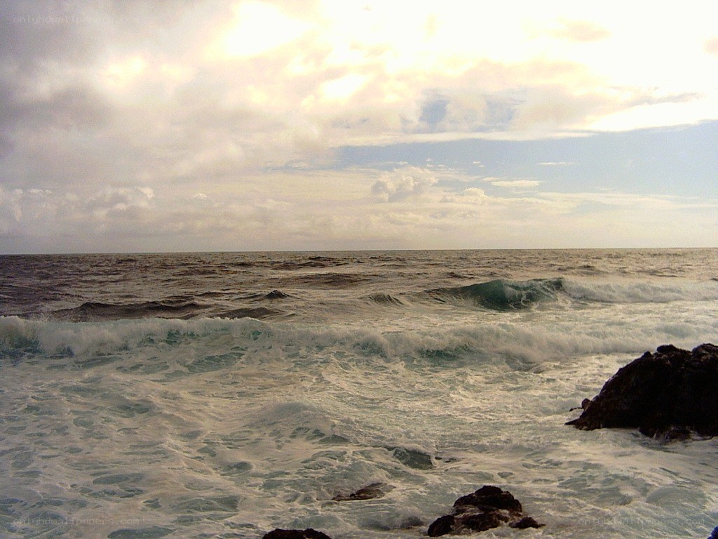 Ocean waves crashing on rocks