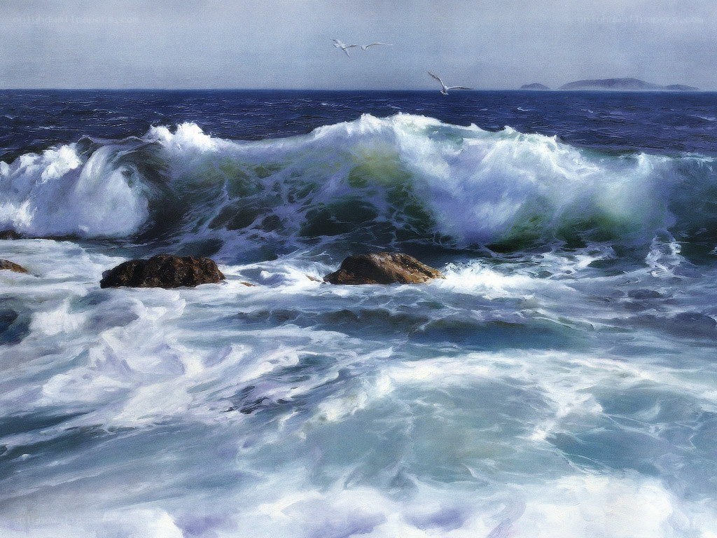 Ocean waves crashing on rocks