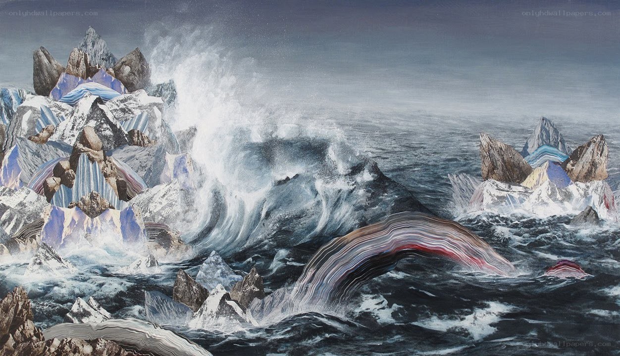 Ocean waves crashing on rocks