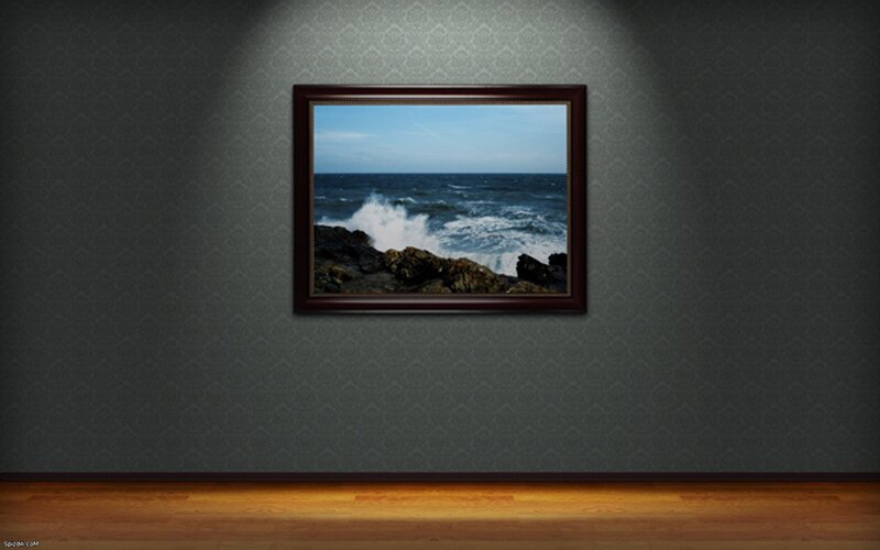 Ocean Waves Crashing on Rocks — Blue, Dramatic, Afternoon, Photograph, Painting