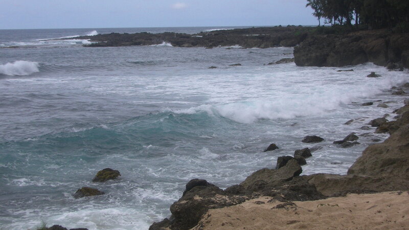 Ocean Waves Crashing on Rocks — Blue, Dramatic, Photograph