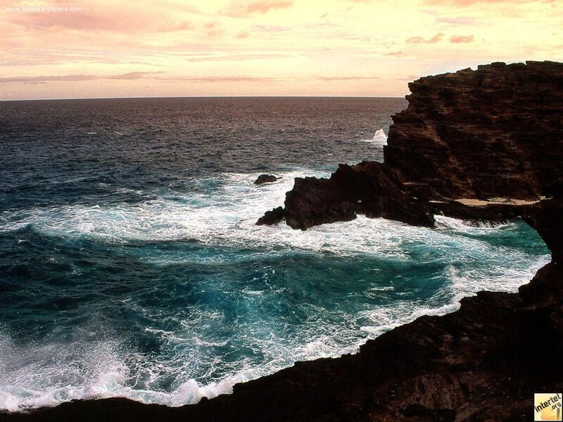 Ocean Waves Crashing on Rocks — Blue, Dramatic, Sunset, Photograph, Cliffs