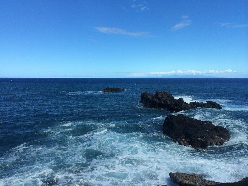 Ocean Waves Crashing on Rocks — Blue, Serene, Afternoon, Photograph