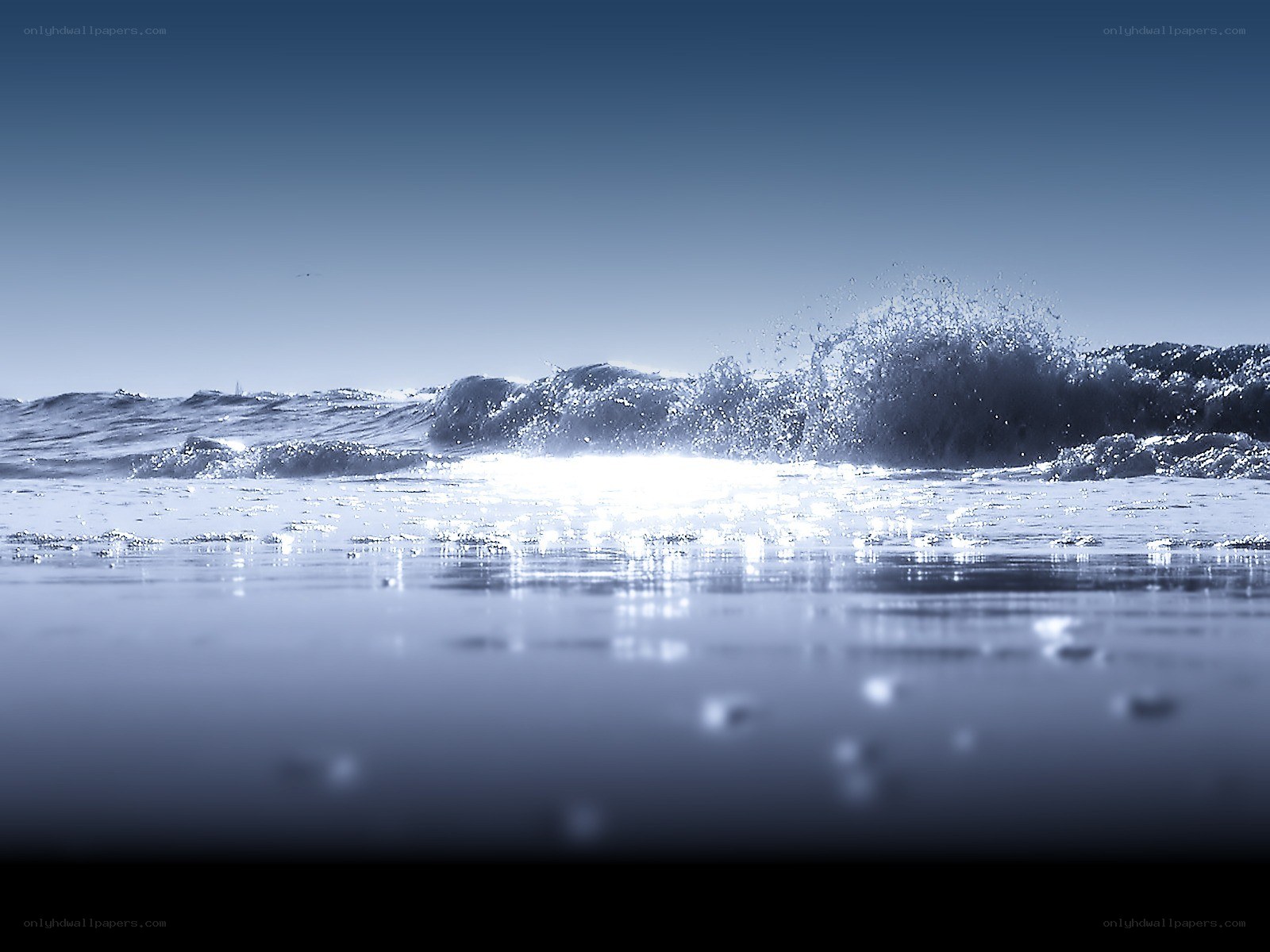 Ocean waves crashing on shore