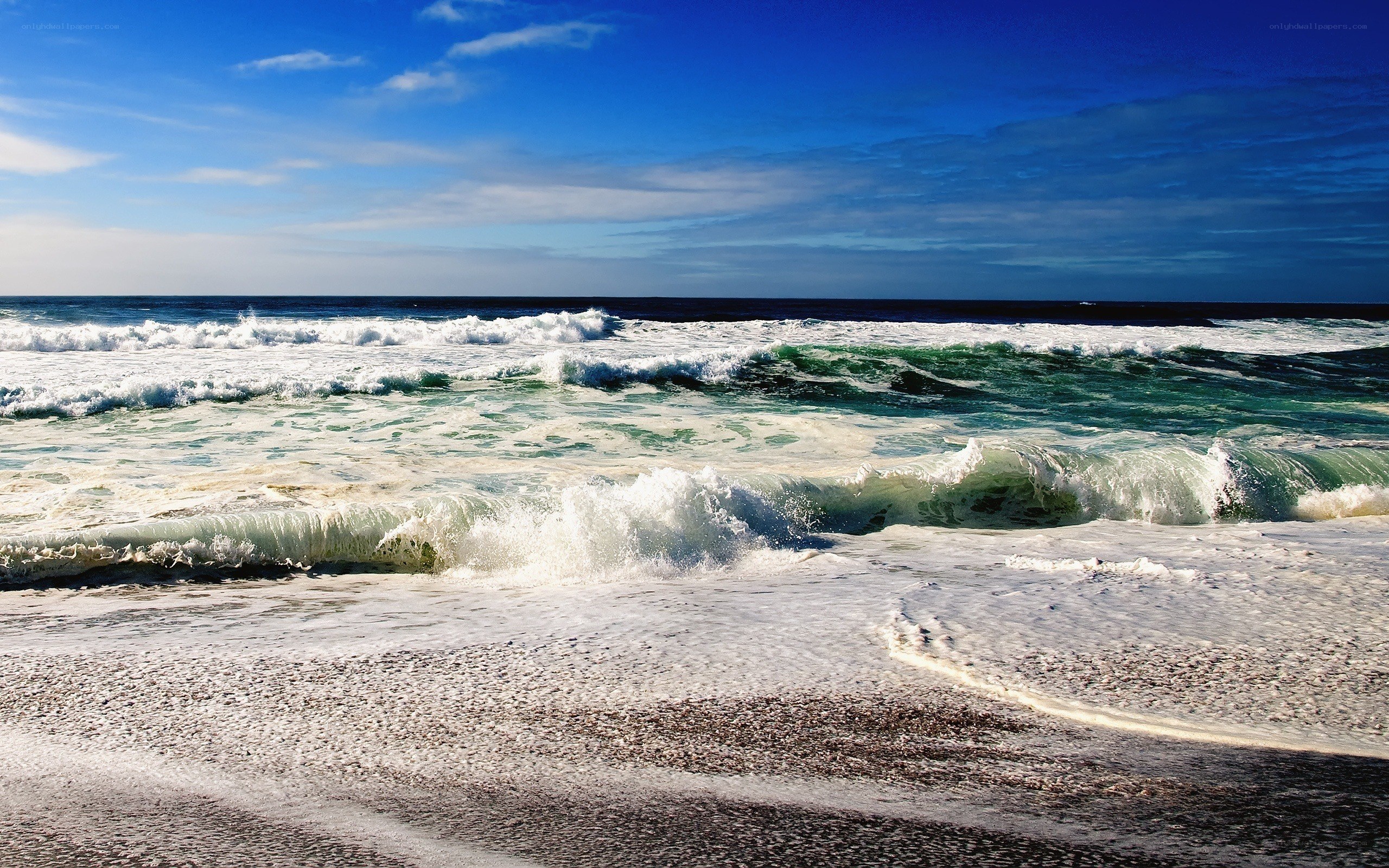 Ocean waves crashing on shore