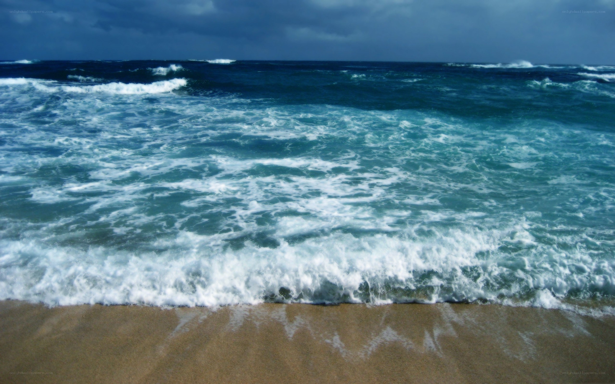 Ocean waves crashing on shore