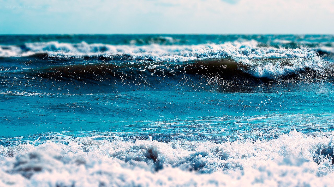 Ocean waves crashing on shore