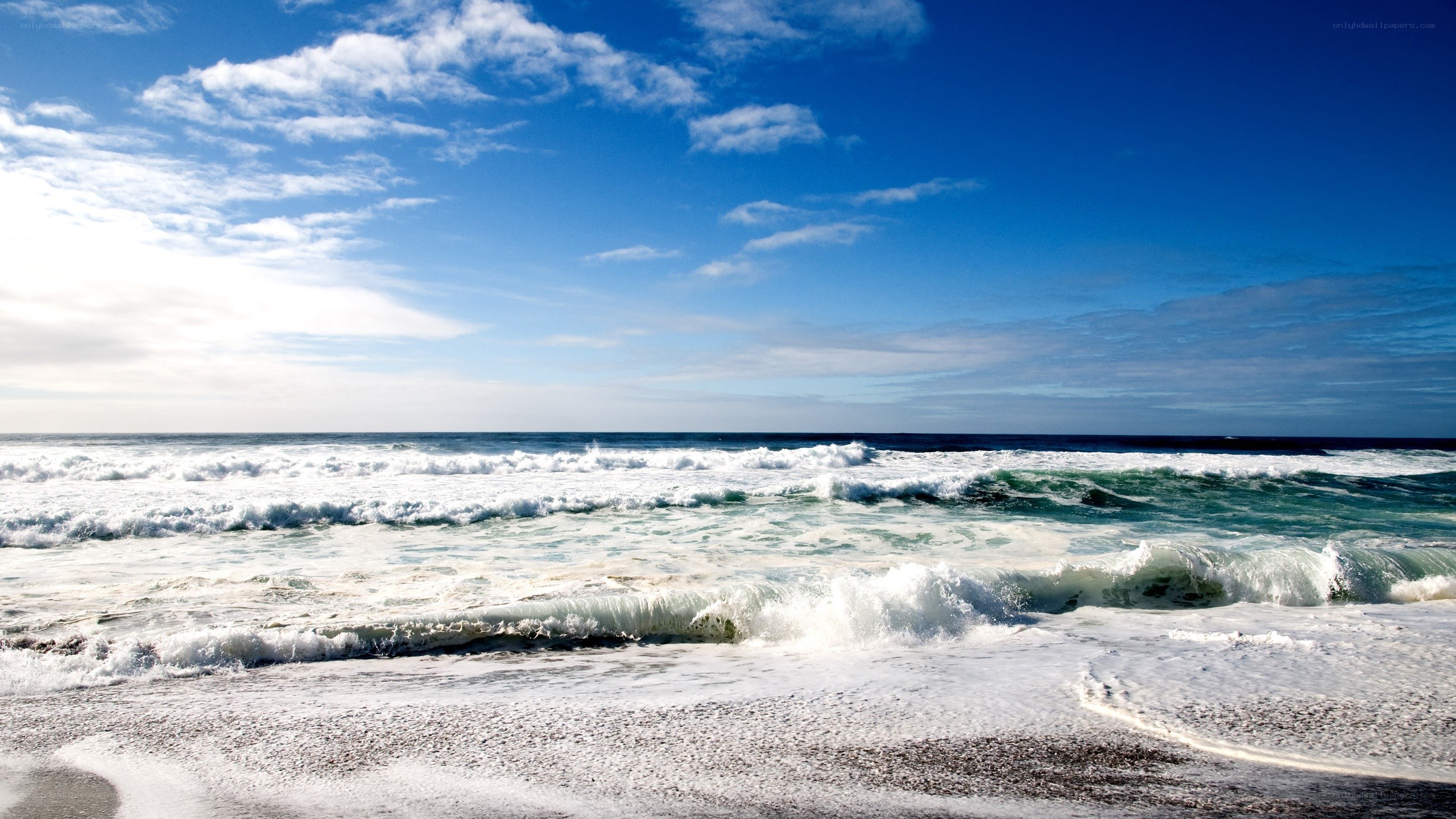 Ocean waves crashing on shore