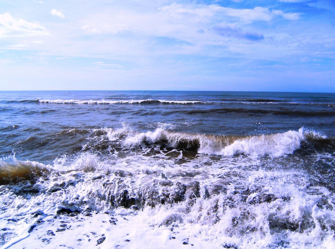Ocean waves crashing on shore