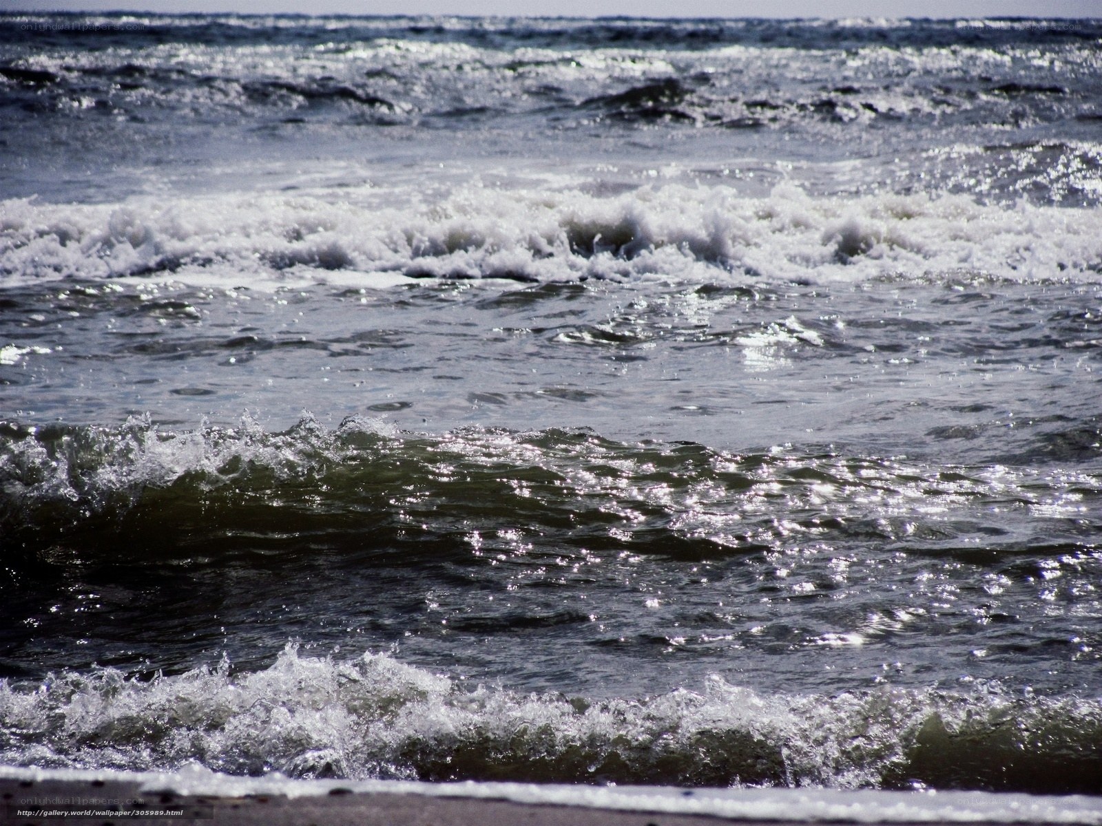 Ocean waves crashing on shore