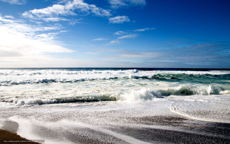 Ocean waves crashing on shore