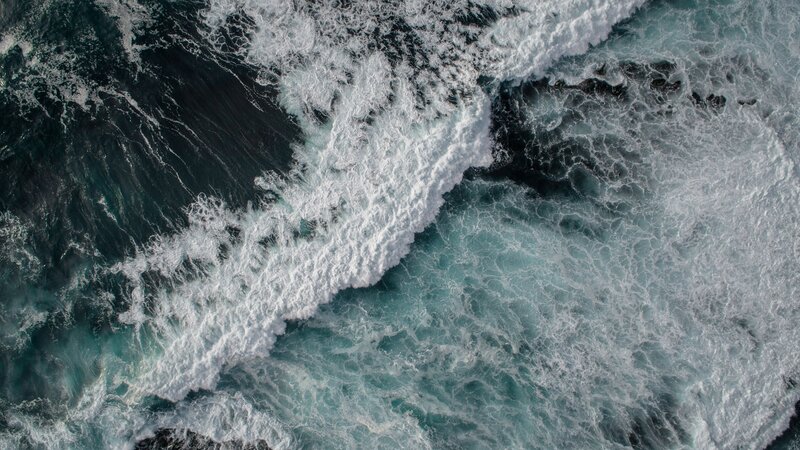 Ocean Waves Crashing — White, Dramatic