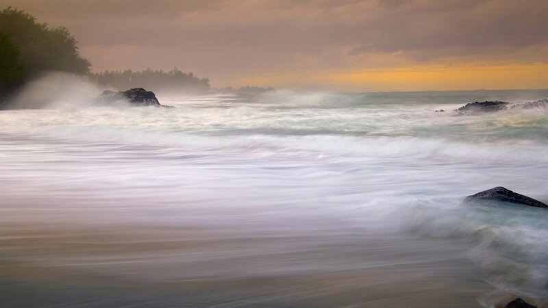 Ocean Waves Crashing — Yellow, Dramatic, Sunset