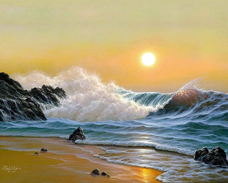 Ocean Waves Crashing — Yellow