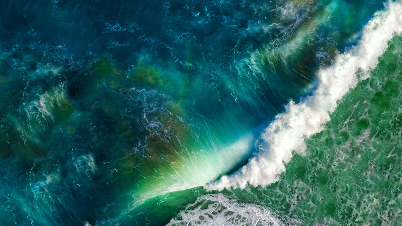 Ocean Waves from Above — Blue, Dynamic, Photograph, Foam, Sea