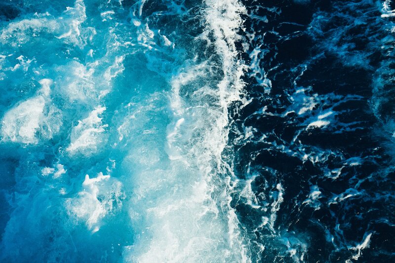 Ocean Waves from Above — Blue, Dynamic, Photograph, Foam
