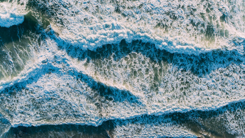 Ocean Waves from Above — Blue, Dynamic, Photograph