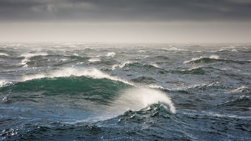 Ocean Waves in Storm — Blue, Dramatic, Photograph