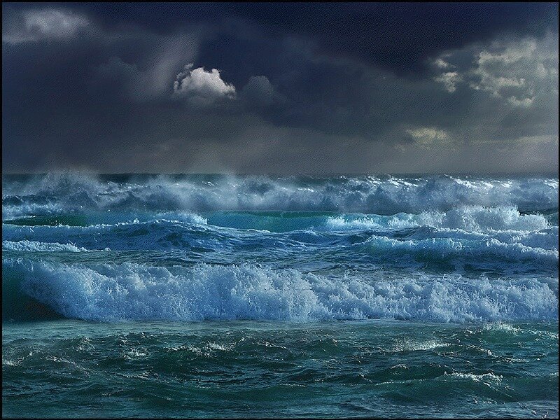Ocean Waves in Storm — Blue