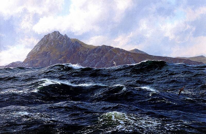 Ocean Waves Near Mountain