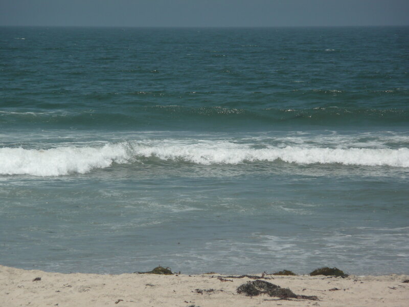 Ocean Waves on Beach — Blue, Calm, Afternoon, Photograph, Sand, Seaweed