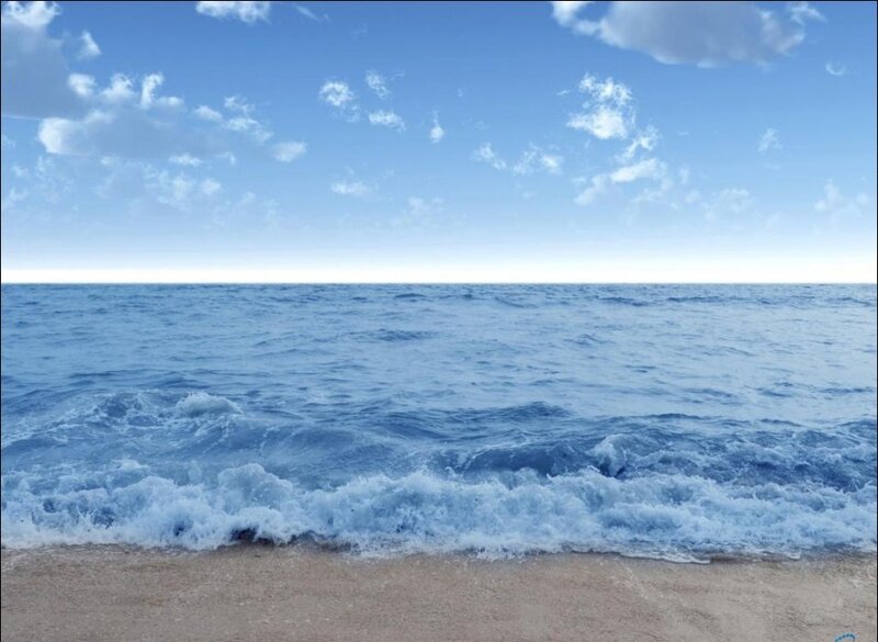 Ocean Waves on Beach — Blue, Calm, Afternoon