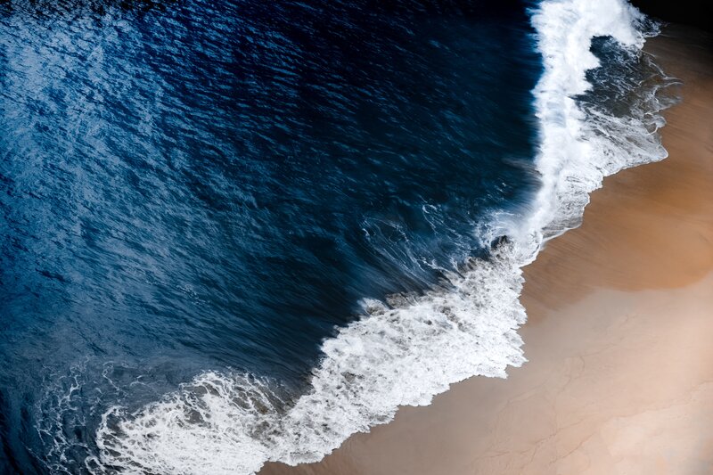 Ocean Waves on Beach — Blue, Calm, Photograph, Sand