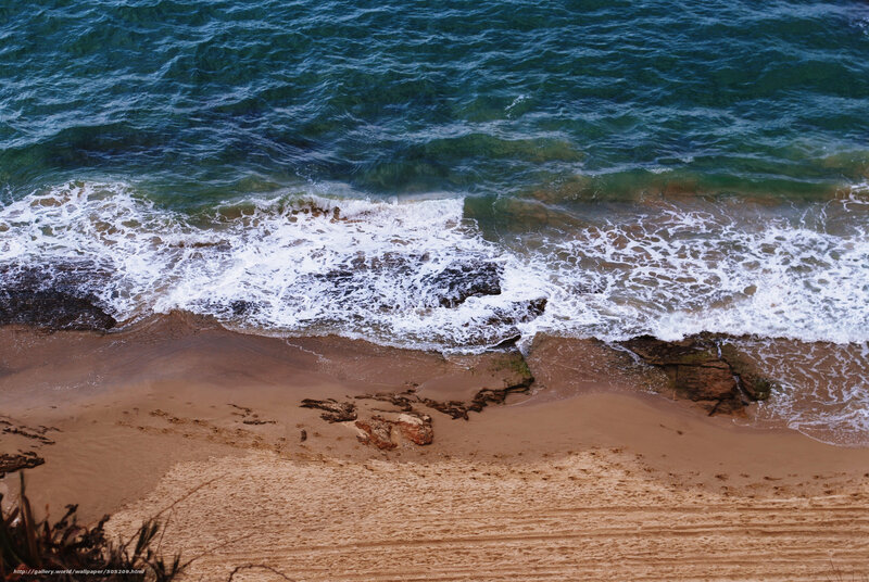 Ocean Waves on Beach — Blue, Calm, Photograph