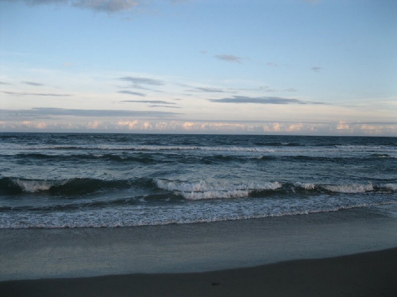 Ocean Waves on Beach — Blue, Calm, Sunset, Photograph, Sand, Sky