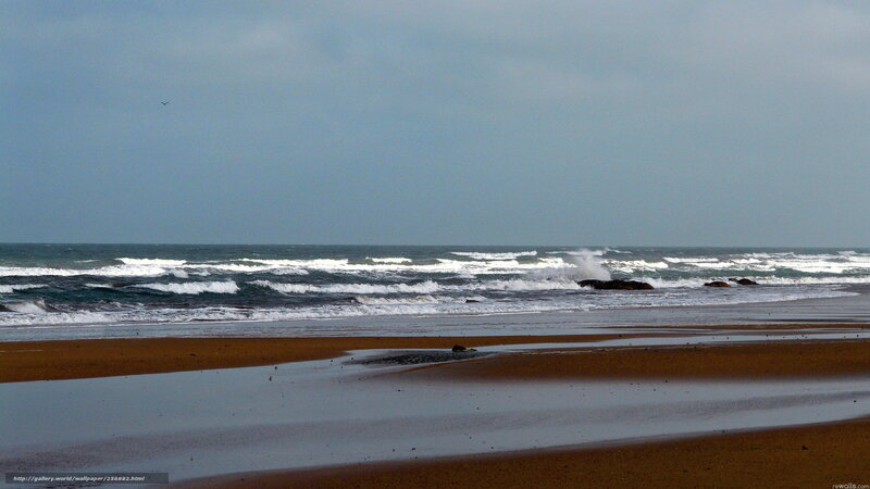 Ocean Waves on Beach — Blue, Dramatic, Photograph, Sand, Rocks