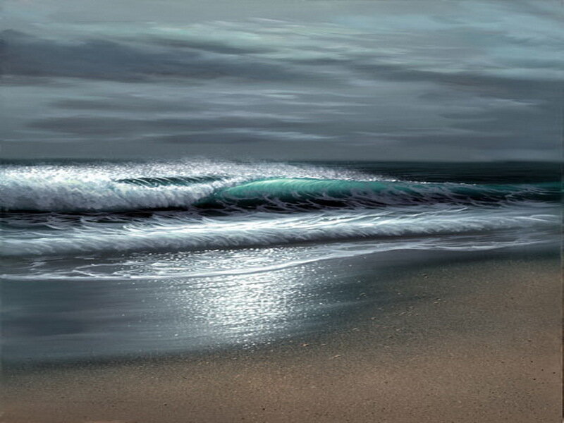 Ocean Waves on Beach — Blue, Dramatic