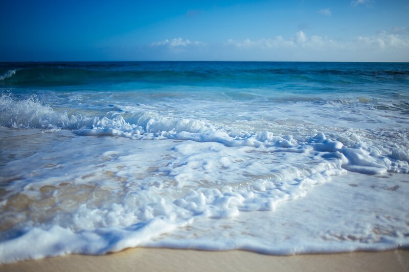 Ocean Waves on Beach — Blue, Serene, Afternoon, Photograph, Sand, Foam