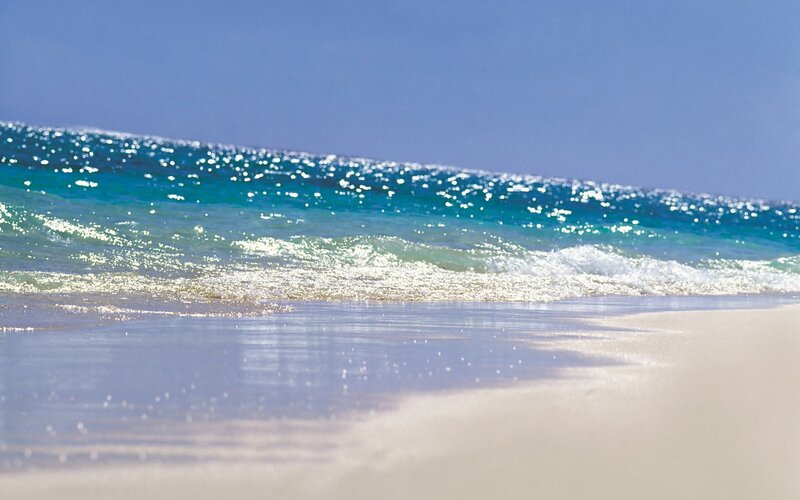 Ocean Waves on Beach — Blue, Serene, Afternoon, Photograph, Sand, Sea, Sky, White
