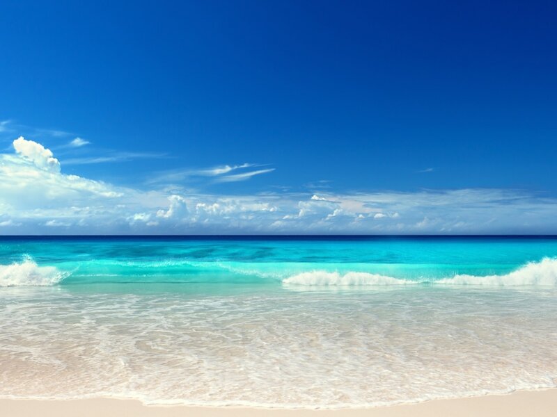 Ocean Waves on Beach — Blue, Serene, Afternoon, Photograph, Sky, Clouds