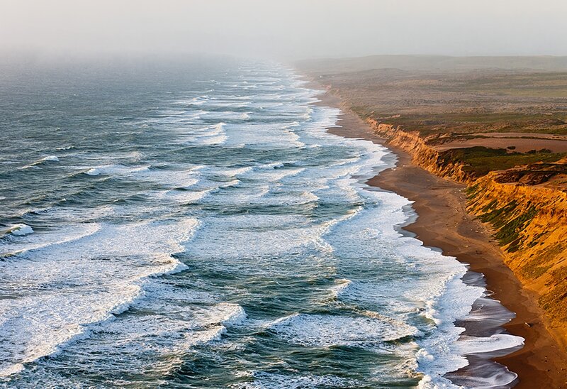 Ocean Waves on Beach — Blue, Serene, Morning