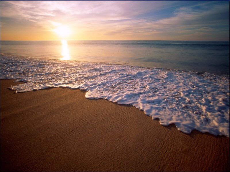 Ocean Waves on Beach — Brown, Serene, Sunset, Photograph, Sun