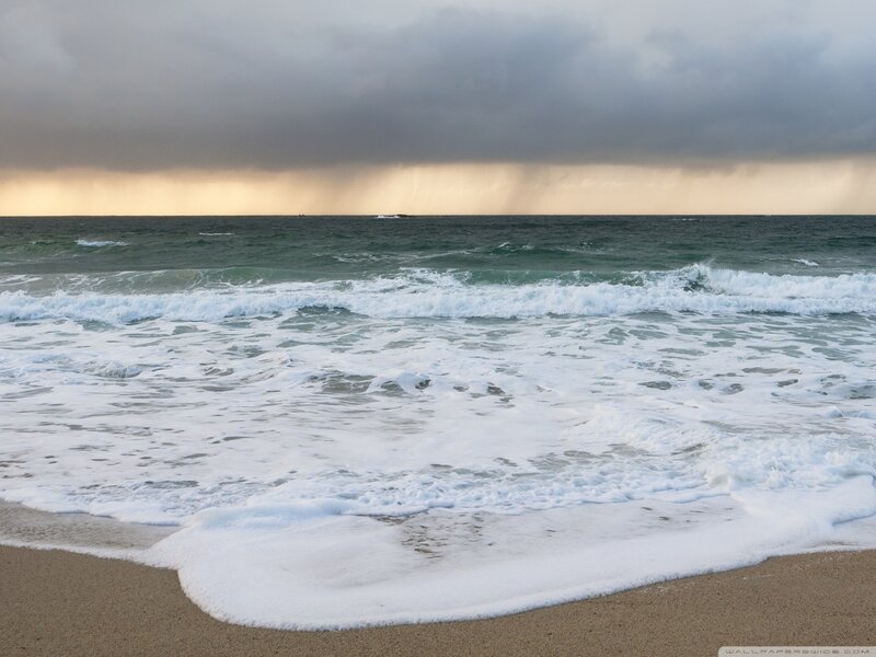 Ocean Waves on Beach — Gray, Dramatic, Afternoon