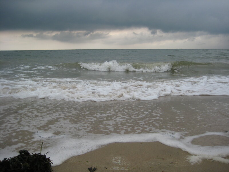 Ocean Waves on Beach — Gray, Dramatic, Photograph, Sand