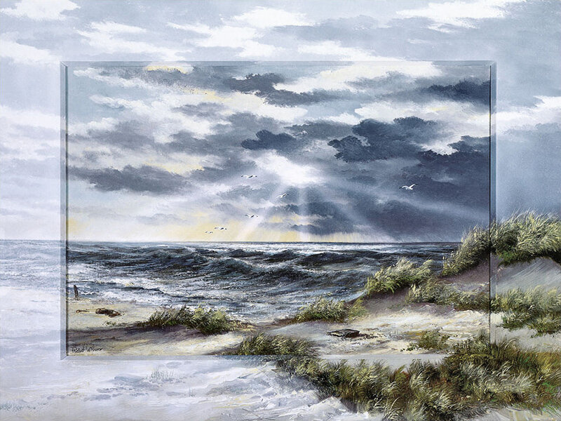 Ocean Waves on Beach — Gray, Dramatic