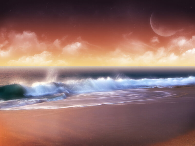 Ocean Waves on Beach — Orange