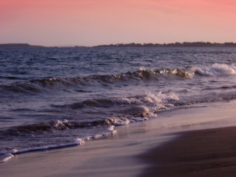 Ocean Waves on Beach — Pink, Serene