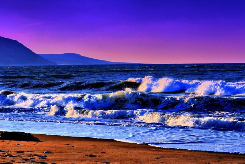 Ocean Waves on Beach — Purple