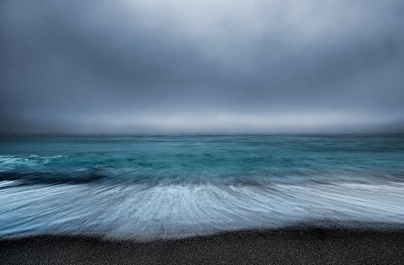 Ocean Waves on Black Sand