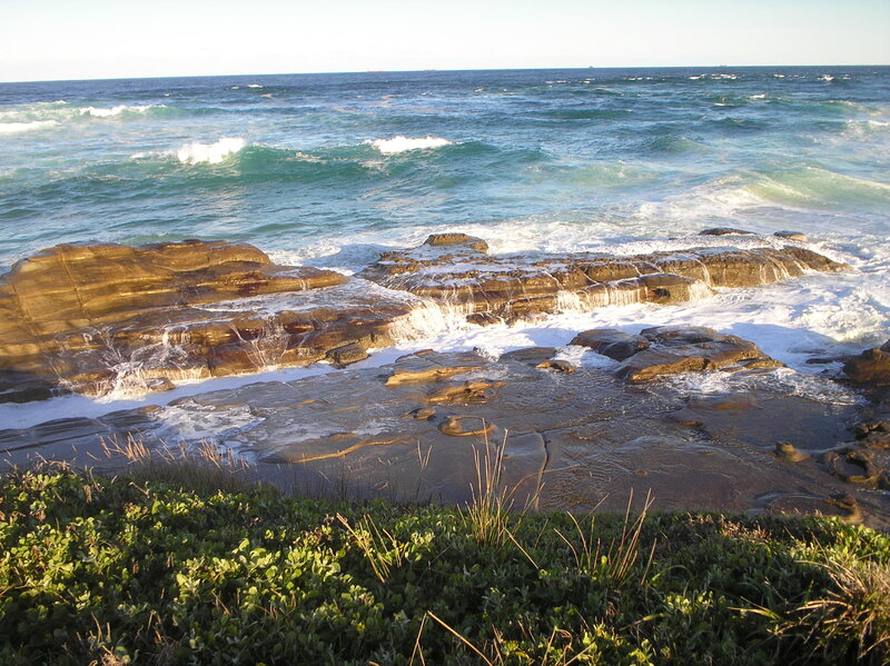 Ocean Waves on Rocks — Blue, Calm, Afternoon, Photograph